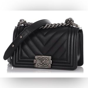 CHANEL Calfskin Small Boy Bag Chevron